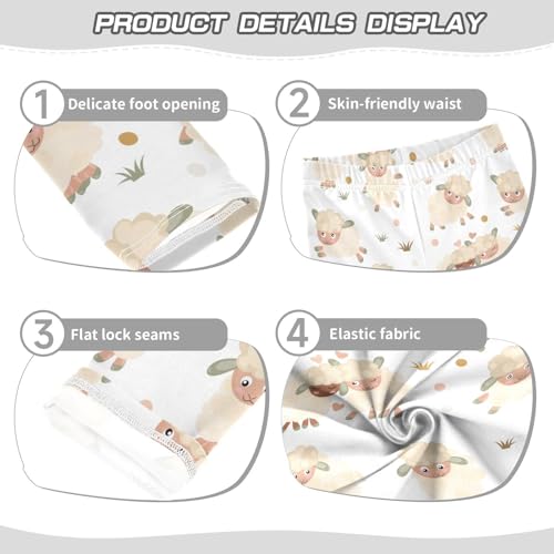 Cute Rams Cartoon Sheep Lambs Girls Leggings,Workout Leggings for Girls Toddler Athletic Leggings Size for 3-10T3