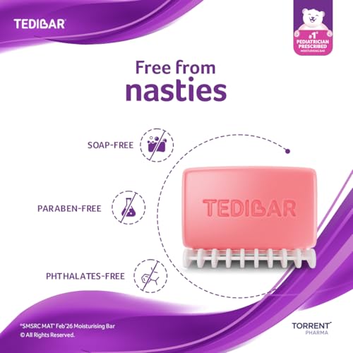 Image of Tedibar Moisturising Baby Bathing Bar 75g (Pack of 3) 100% Soap Free No. 1* Pediatrician Prescribed Moisturising Bar - By Torrent Pharma