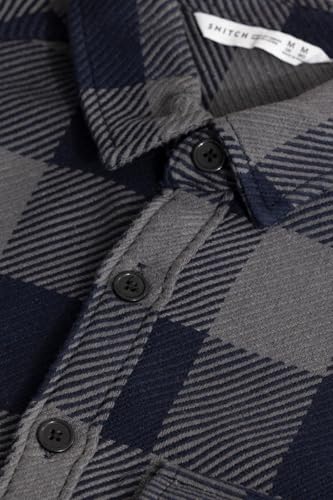 Image of SNITCH Men's Overshirt | Relaxed Fit Cotton Shirt with Tartan Checks | Full Sleeve Spread Collar Casual Shirt with Flap Pockets for College & Street Wear