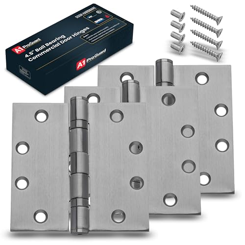 A1 ProGuard 4.5' Heavy Duty Door Hinge, 3 Pack 4.5 x 4.5 Inch Ball Bearing Door Hinges with Square...