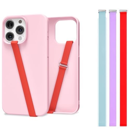 Image of Mizi [3 Pack] C-Shaped Clip Finger Phone Grip, Silicone Mobile Strap for Phone Case with Clip as Phone Loop Holder for iPhone & Android Phones - ‎(Red /Purple /Teal)(Medium)