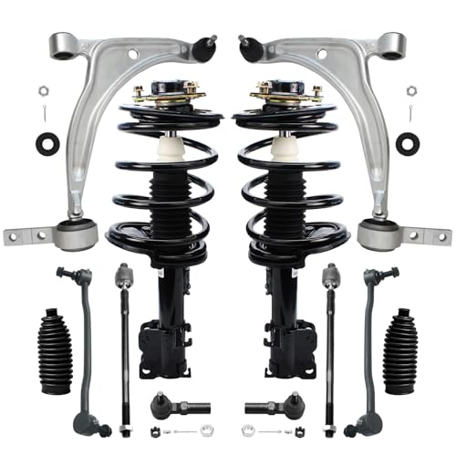 Image of Detroit Axle - 2.5L Front Struts Kit for 2002-2006 Nissan Altima, 2 Struts Coil Springs 2 Lower Control Arms with Ball Joint 4 Outer Inner Tie Rods 2 Sway Bars 2 Boots 2003 2004 2005 Replacement