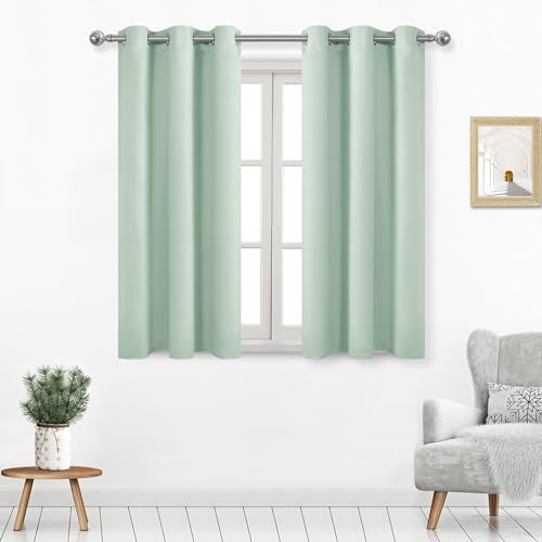 DWCN Lot de 2 Rideaux occultants pour Salon, Chambre à Coucher, Rideaux Thermiques Solides pour Protection de l'intimité, Vert Menthe, 96,5 x 137,2 cm (l x L)