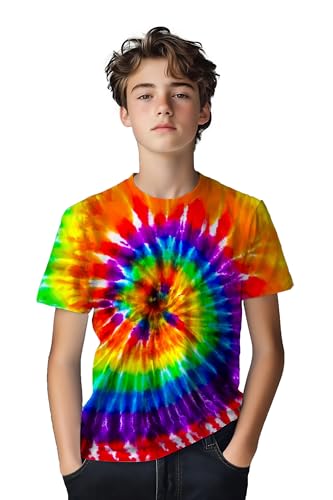 Image of Kids Tie Dye Shirt for Boys Girls Children Tie-Dye Hippes Tshirt Short Sleeve Tee Shirt for Todder