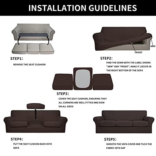 Image of Easy-Going 4 Pieces Stretch Sofa Cover for 3 Cushion Couch Washable