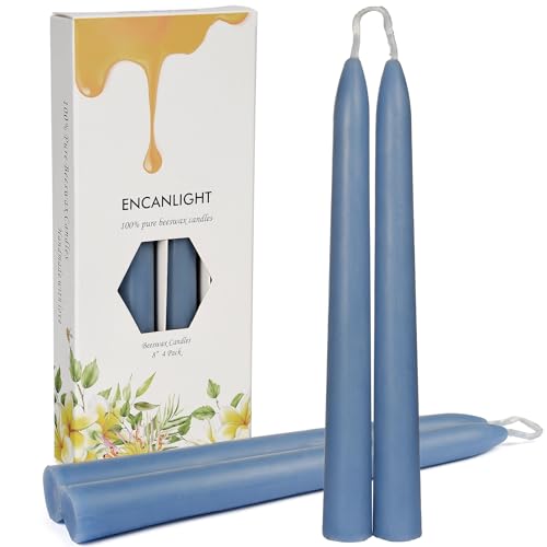 Bule Beeswax Taper Candles, 8