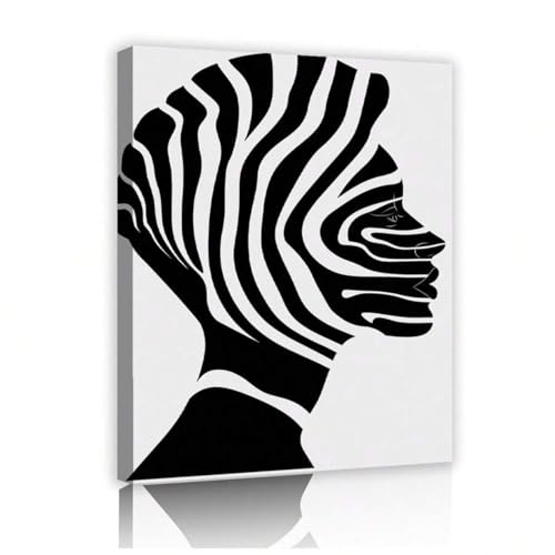 Portrait de femmes toile abstrait noir et blanc pour sublimer la décoration de votre chambre boho