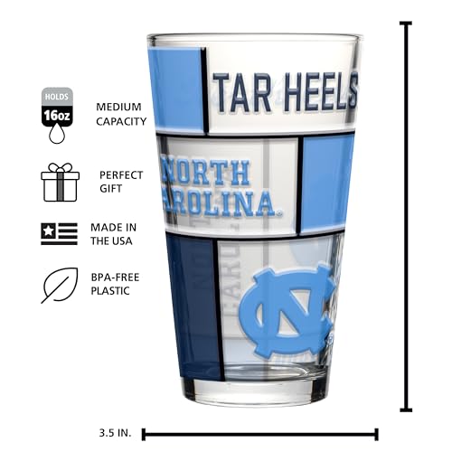 Image of Logo Brands NCAA oz Stained Glass Pint Glass - 3D Embossed Logo & Bold Team Colors - Durable Sports Fan Beer Glass for Home, Bar & Tailgates
