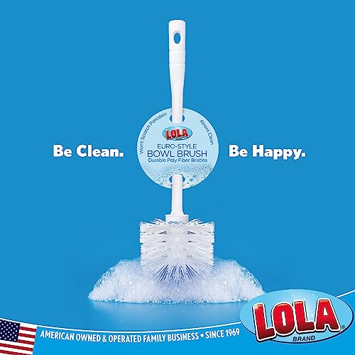 Lola Products Eurostyle Toilet Bowl Brush, Durable Poly Fiber Bristles, Heavy-Duty Toilet Bowl Brush Cleaner, Ergonomic Comfortable Plastic Handle, Replacement Brush, Long-Lasting - 1 Pack #TOP5