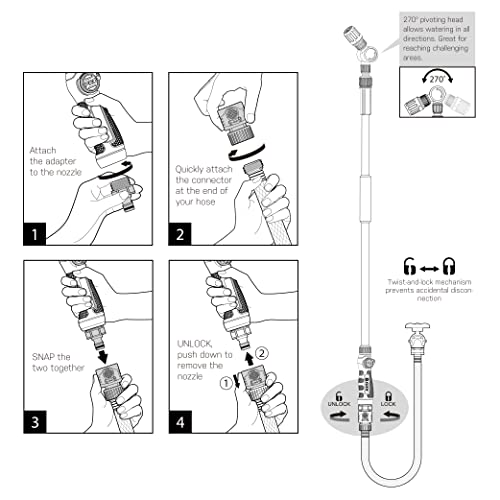 Image of Eden 94625 Pro Metal 4-Pattern Thumb-Control Turbo Extension Watering Wand