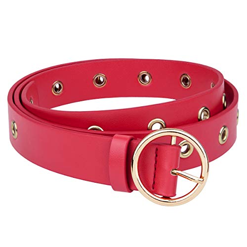 Sportmusies PU Leather Belts for Women, Fashion Soft Skinny Waist Belt for Jeans Dresses 3cm Wide2