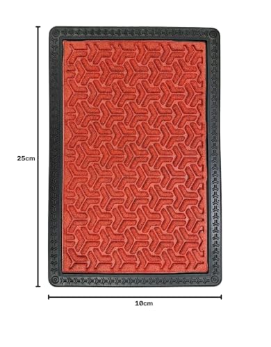 Image of Premium Waterproof Doormat for Home Entrance, All-Season, Heavy-Duty, Natural Rubber, Fade-Resistant & Easy to Clean (60X40 cm Red)
