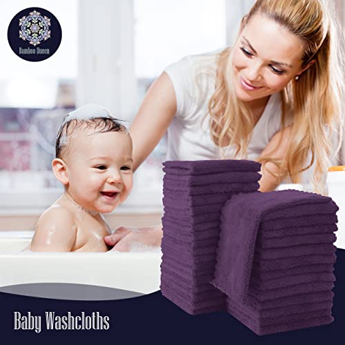 Image of 32 Pack Baby Washcloths - Luxury Coral Fleece - Extra Absorbent and Soft Wash Clothes for Newborns, Infants and Toddlers - Suitable for Sensitive Skin and New Born - Baby Shower - Plum, 10x10 Inch