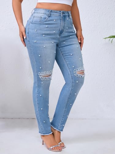 Pearl Jeans for Women Skinny Stretchy Butt Lifting Jeans Fringe Frayed Sexy Ripped Colombian Denim Pants3