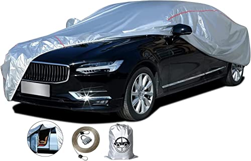 Coverado Cubierta de Coche Impermeable rígida, Funda de Coche Exterior con Cremallera en la Puerta Correas Anti Polvo Rasguño Nieve, Cubierta para automóvil Funda vehículo por 509-534cm Sedan