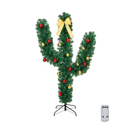 Vingli 5Ft Cactus Christmas Tree With Lights, 110 Led Lights & 400 Tips, Pre Lit Artificial Christmas Tree For Holiday cover