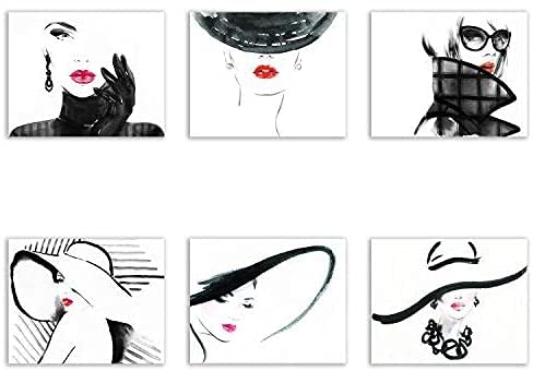 Crystal CanvasVogue Fashion Prints - Set of 6 (8x10 Inches) Matte Wall Art Decor Minimalist Watercolor Couture Designer