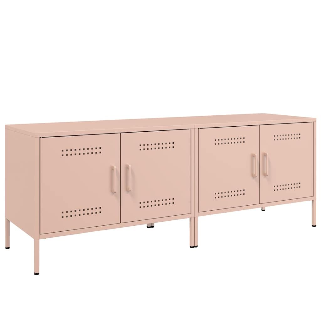 Vidaxl (Pink, 2 Pcs) Tv Cabinets Tv Stand Tv Unit Entertainment Centre 2 Pcs Pink Steel