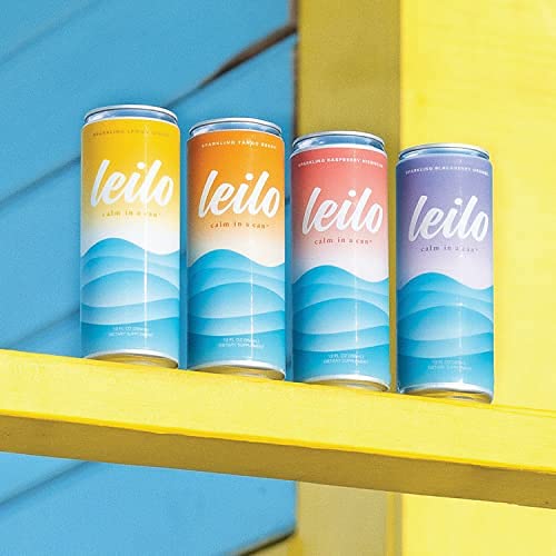Leilo Calm in a Can | Sparkling Relaxation Drink with Kava | All Natural & Gluten Free | Blackberry Orange, 12 ounce, Pack of 12
