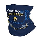 AIIAOASA Bandana personalizada con mapa de Camino de Santiago para invierno, calentador de cuello para mujer, a prueba de viento, bufanda para la cara y diadema