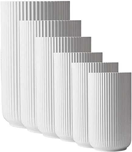 Lyngby Vase H15.5 cm White A Handmade Porcelain Scandinavian Style with Grooves as a Decorative Vase for Bouquets Branches or as a Decorative Piece - Image 4