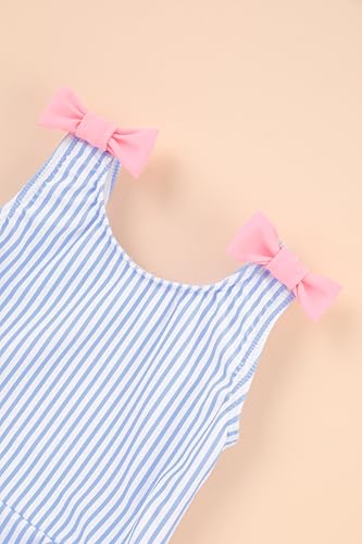 Image of oklady Toddler Swimsuit Girls One Piece Ruffled Girls Bathing Suit Bow Strap Swimwear Size 12M-4T