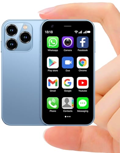 CatCalls Mini Smartphone Unlocked 4G Mobile Phone, 3.0 inches,32GB【Expandable up to 128GB】,Dual SIM Dual Camera, Android 10.0,Support WiFi Bluetooth Backup Phone (XS15-Blue)