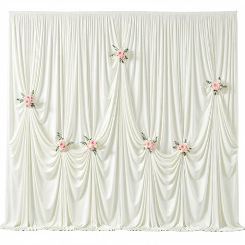 10ft x 12ft Wrinkle Free Ivory Backdrop Curtains for Wedding Parties Ivory Curtain Backdrop Photo Fabric Backdrop Drapes for Bridal Shower Photography Background Curtain 10ft(W) x 12ft(H) by Tao-Ge - Used condition - US$16.23