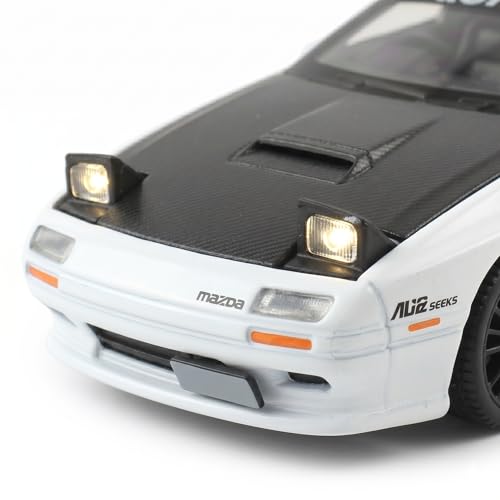 Image of Mazda RX-7 FC3S RE Amemiya 1:32 Scale Die-Cast Car Model White - JDM Rotary Tuner Sound Light Pull-Back Alloy Sports Car Collectible Toy