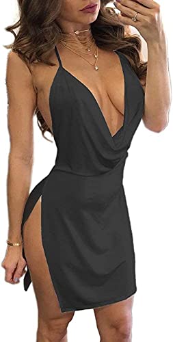 Women's Sexy Deep V-Neck Mini Club Dress