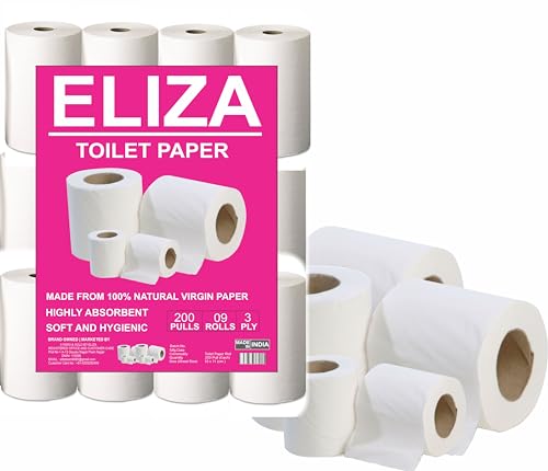 Image of Eliza Premium 3 Ply Toilet Disposable Roll Pack of 18, Toilet Paper, Toilet & Tissue Roll, Pack of Eighteen Toilet Tissue Paper Rolls 200 Pulls Each- 9.8 x 10 cm