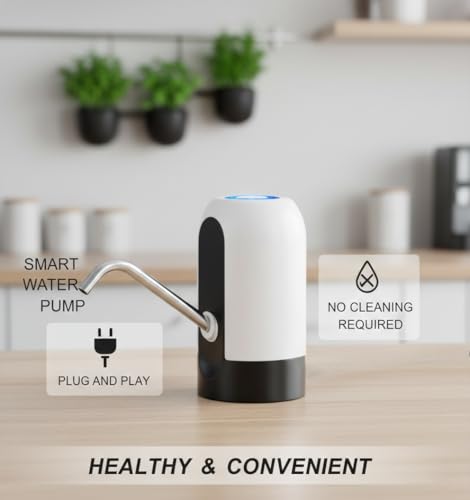Image of RORIAN Wireless Automatic Water Dispenser Pump for 20 Litre Bottle | USB Rechargeable Portable Drinking Water Pump | Universal Fit for Home, Office, and Outdoor Use (S2) (3 Months Warranty)