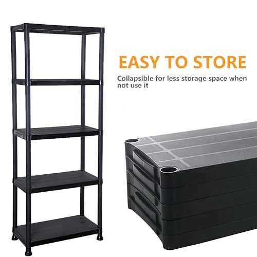 Crystals 5 Tier Plastic Shelving Unit | Garage Shelving Units | Heavy Duty Racking Shelving & Storage | Multipurpose Plastic Storage Shelves for Garage, Warehouse, Workshop, Sheds and Office - Black 5 Crystals 5 Tier Plastic Shelving Unit | Garage Shelving Units | Heavy Duty Racking Shelving & Storage | Multipurpose Plastic Storage Shelves for Garage, Warehouse, Workshop, Sheds and Office - Black - Image 5