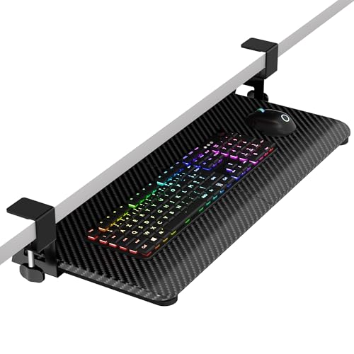 ERGOMAKER Keyboard Tray Under Desk, Pull Out Keyboard Tray with C Clamp Mount, 25.6