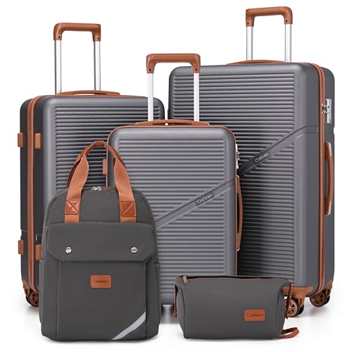 Image of Cosbarn Luggage Sets 5 Piece Suitcases with Wheels, Suitcase Set ABS Hard Case Luggage with TSA Lock Spinner Wheels Durable Travel Luggage (5-Piece Set(20 inch /24 inch /28 inch))