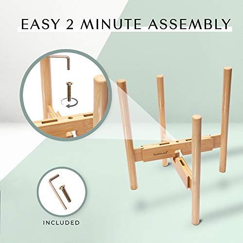 Rainbleland - Adjustable Tall Plant Stand - Mid Century Modern Plant Stands Indoor- Corner Plant Holder For Pot- Fits 8" To 12" Pot Stand (No Pot Included) #TOP2