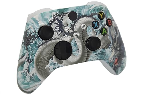 Image of ProControllers LLC Hand Airbrushed Fade Custom Controller Compatible with Xbox Series X /S & Xbox One (Series X /S White Dragon)