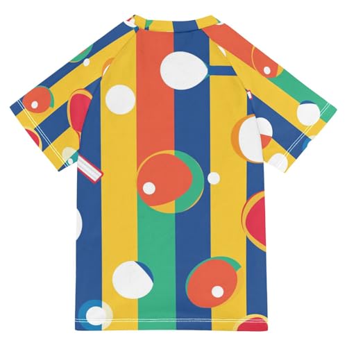 Boys Swing Shirts Tennis Bat Sport Stripe Rashguard Short Sleeve Kids T-Shirts Sun UPF 50+2