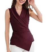 GRACE KARIN Women's Wrap V Neck Casual Work Tops Sleeveless Office Dressy Summer Blouse Top Asymm...