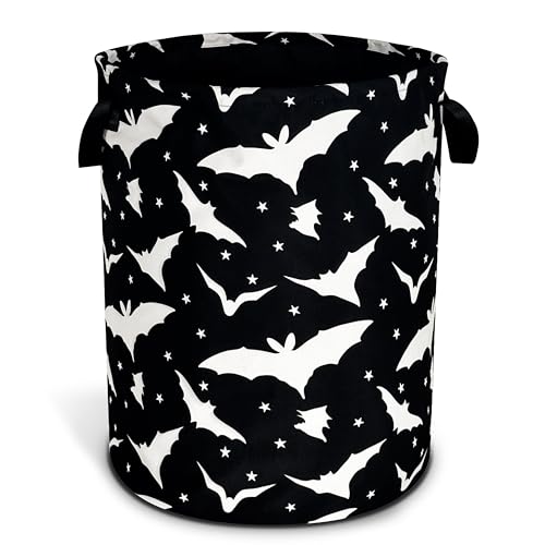 Image of Goth Bats Laundry Basket Halloween Foldable Oxford Cloth Funny Tote Bag Laundry Hamper Clothes Storage Bucket Organizer For Bathroom/Laundry Storage/Bedroom Storage Basket 17.7x13.7Inch