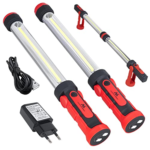 Maclean Lampada da officina o maschera a LED XXL COB MCE230 Energy, 2 Lampade Da Tavolo Con PossibilitĂ Di Unione, Due ModalitĂ Di Illuminazione, Gancio, Calamita