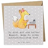 Mr. & Mrs. Panda Grußkarte Schriftstellerin Herz - Geschenk, Glückwunschkarte, doppelkarte, Buchveröffentlichung, Spruch, faltkarte, Autorin, Lustig, Buchhandlung, Buchladen, Klappkarte, anlasskarte
