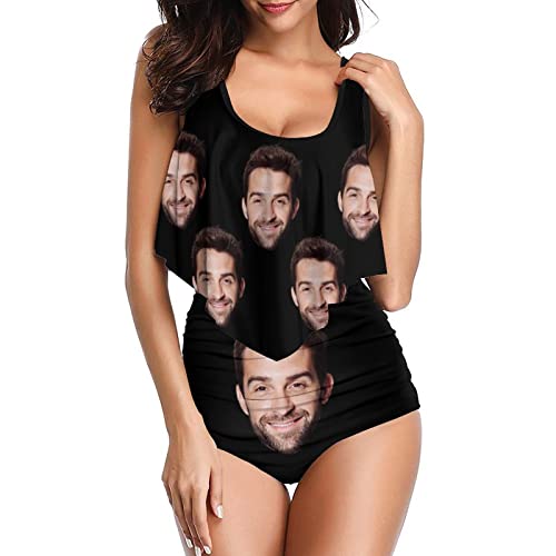 DIYKST Custom Face Swimsuit Personalized Face Bathing Suit with Photo Picture for Women -6 Style3