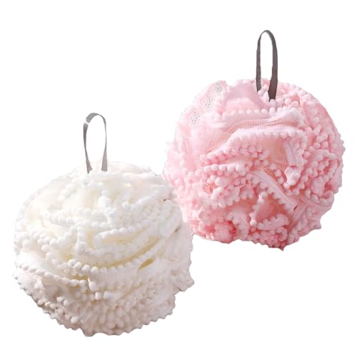 ボディスポンジ ボディ用 花型デザイン ふんわり柔らかい 赤ちゃんも使える 2個セット ピンク&ホワイト 散らない ティディ バススポンジ ふわふわ泡 弾力性◎ ギフトにも最適