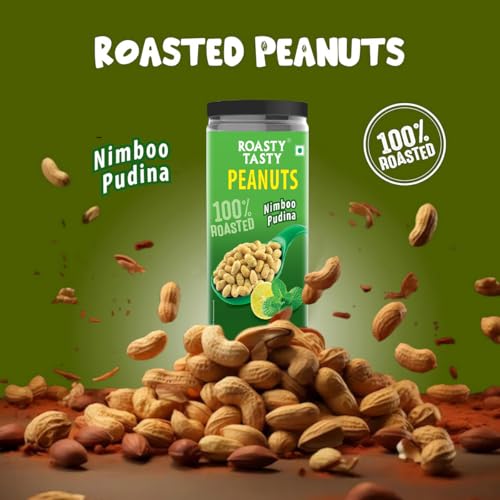 Image of Roasty Tasty Nimboo Pudina Flavour Roasted Peanuts | Healthy Snacks | Rich in Protein & Fibre | Roasted, Not Fried Snacks | Healthy Food | Gluten Free, Zero Cholesterol | Namkeen Peanuts