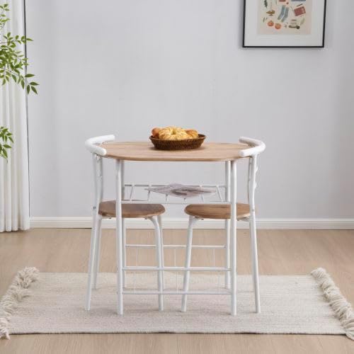 楕円形ダイニングテーブル3点セット ダイニングテーブルセット 2人用コンパクトサイズ 木目調 省エネスタイル おしゃれ キッチン、リ