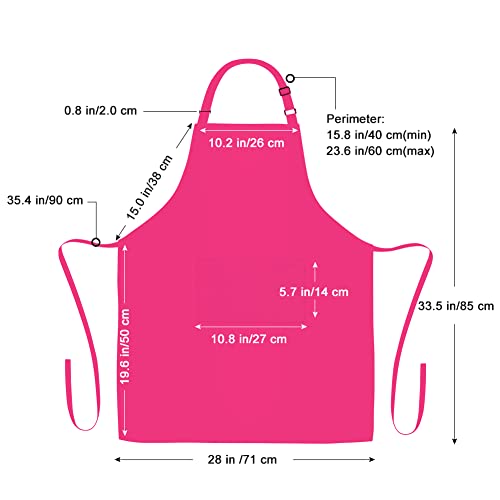 Jubatus 2 Pack 100% Cotton Aprons With 2 Pockets Cooking Chef Kitchen Adjustable Bib Apron For Women Men, Hot Pink #TOP6