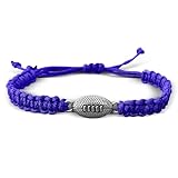 Sportybella - Football Bracelet Adjustable Paracord Bracelets (Blue) Unisex Football Charm Bracelet. Weaved Bracelet String w/Football Charm.