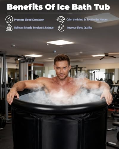 Bubplay XL Ice Bath Tub for Athletes & Adults - 105 Gallons, Round, Black, Cold Plunge Tub