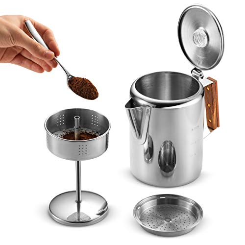 Eurolux Percolator Coffee Maker Pot - 9 Cups | Durable Stainless Steel Material | Brew Coffee On Fire, Grill or Stovetop | No Electricity, No Bad Plastic Taste | Ideal for Home, Camping & Travel - Thumbnail 5